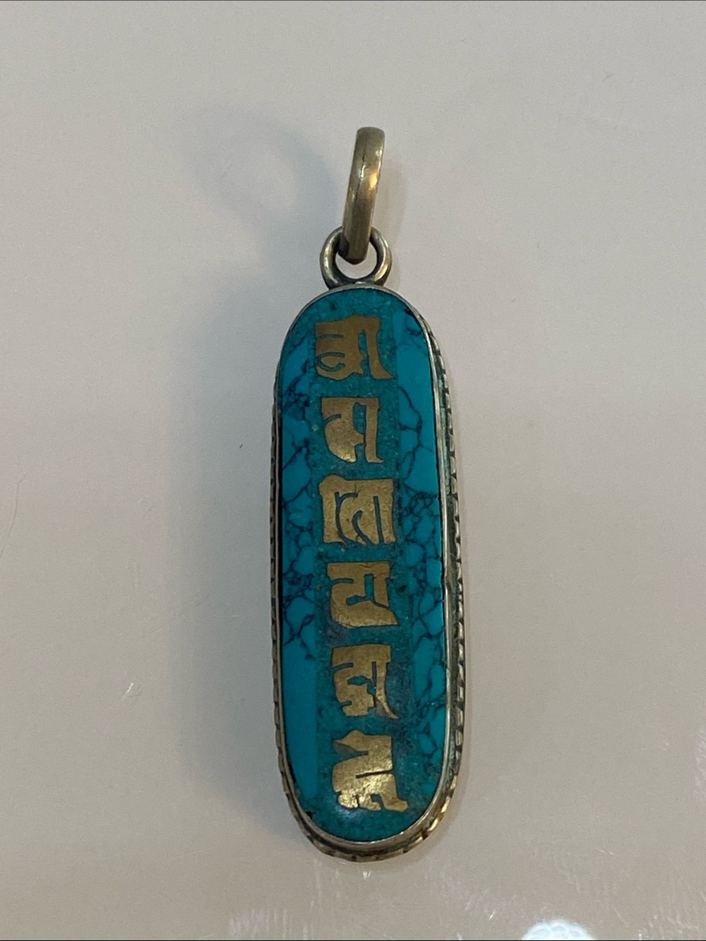Turquoise Tibetan Style Mantra Pendant - Women Jewelry